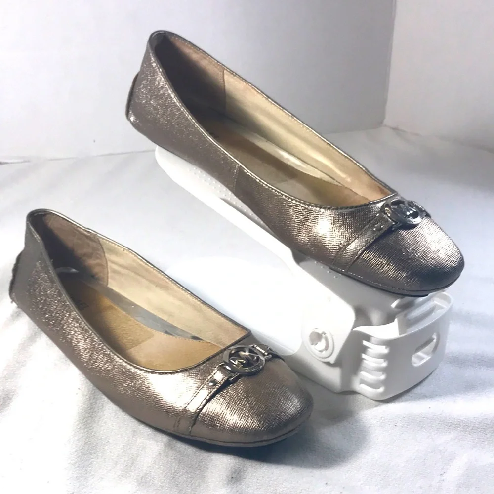 Michael Kors Fulton Women’s Metallic Gold Leather Slip On Round Toe Ballet Flats